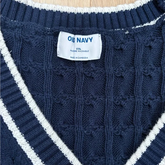 🕶️ Navy Blue Cable Knit Cardigan Sweater size XXL 100% cotton - Picture 3 of 6